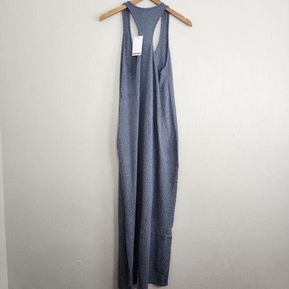 NEW Rumored Cloud Nine Racerback Textured Knit Maxi Dress Denim Blue Medium - Picture 9 of 10
